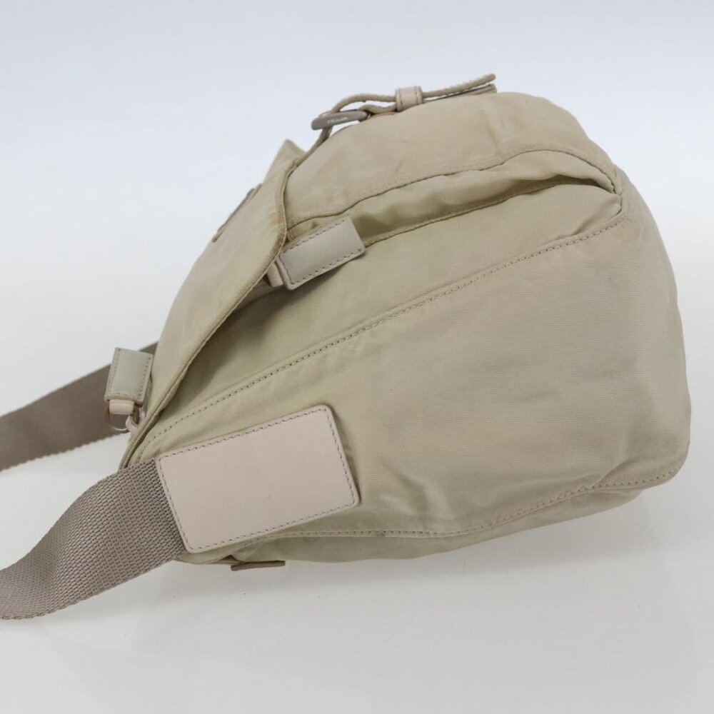 Authentic PRADA Shoulder Bag Nylon Beige Silver - Picture 11 of 16